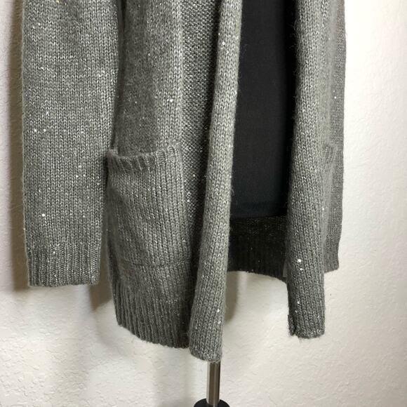 Michael Michael Kors gray sequin sparkle open mohair wool cardigan size Small - Picture 3 of 14